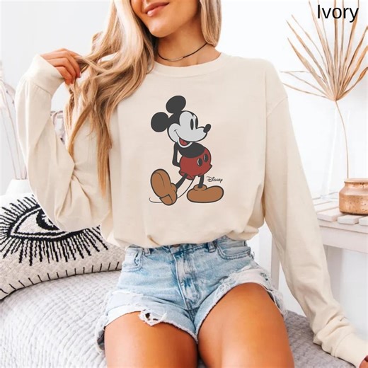 Mickey Mouse Comfort Colors Shirt and Long Sleeve Shirt, Classic Mickey Graphic Tee, Unisex Disney Shirt - Etsy