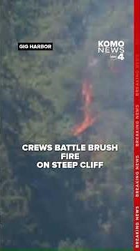 Crews battle brush fire on steep cliff in Gig Harbor