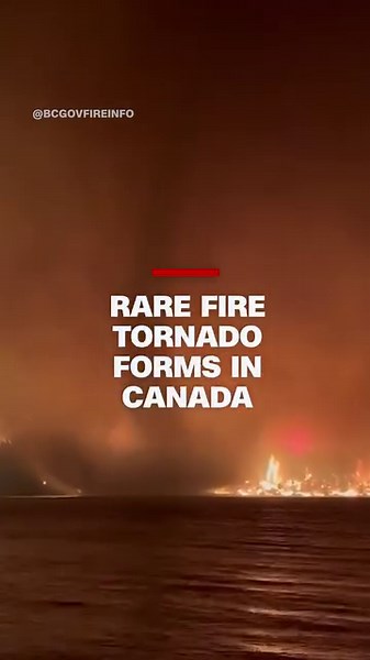 32K views · 323 reactions | A Canadian fire service worker captured a rare phenomenon while battling wildfires in British Columbia: a fire whirl, or fire tornado. | CNN | Facebook