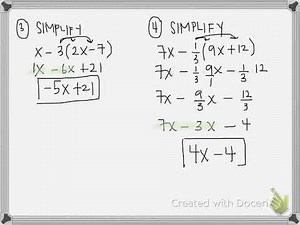 Unit 1 Simplifying Algebraic Expressions with Distributive Property Algebra