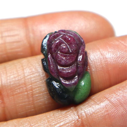 Natural Ruby Zoisite Carving Cabochon: 20 Cts Gemstone, 21x12x8 Mm - Etsy