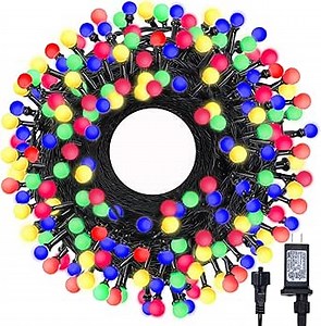 LED Christmas Lights Outdoor,300LED 105Ft 8 Modes Plug-in Connectable Waterproof Globe String Lights for Outdoor & Indoor Decorations (Multi-Colored)