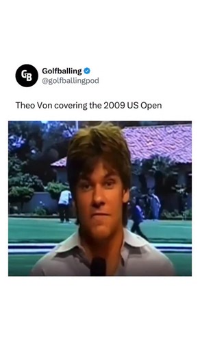 Golfballing on Instagram: "Comedian Theo Von’s coverage of the 2009 U.S. Open was a mock-correspondent segment from the 2008 Comedy Central competition show Reality Bites Back. Acting as a humorous and unconventional golf correspondent, Von provided an absurd, deadpan commentary that parodied actual sports coverage. His remarks included joking about the heavy rain, missing his cousin’s circumcision for the event, witnessing a sexual act in a sand trap, and observing that victor Lucas Glover was 