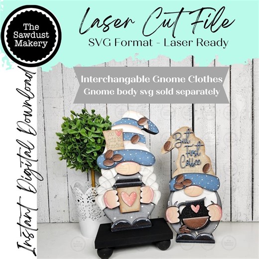Add-on Interchangeable Gnome SVG File | Coffee Gnome Add - on | Laser Cut File | Coffee SVG File | SVG | Gnome | Gnome Shelf Sitter - Etsy