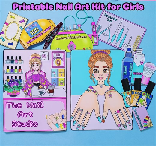 Nail Salon Paper Doll Printable Kit: Kids' Activity Book (digital Download) - Etsy
