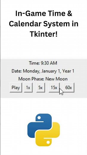 Time & Calendar System in Python Tkinter #python #tkinter #gamedev