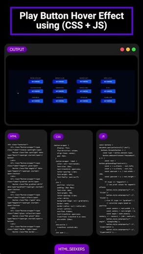 Play Button Hover Effect 🎮✨ (CSS + JS) #htmlcss #javascript