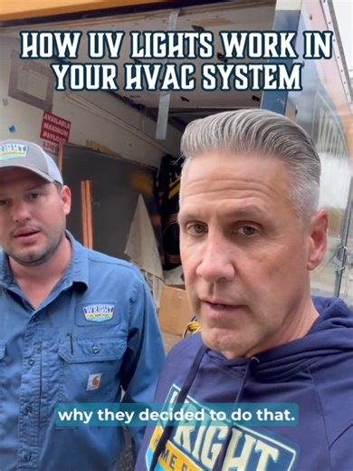 Do UV lights ACTUALLY help mitigate microbial growth? 👀🦠 Keep watching as James, certified HVAC technician, shows how a UV light inside your HVAC system helps eliminate microbial growth and provide you with cleaner, fresher air 😌🏠 #indoorairquality #hvacreplacement #hometips #hvactips #heatingandcooling #theWrightStuff #acrepair