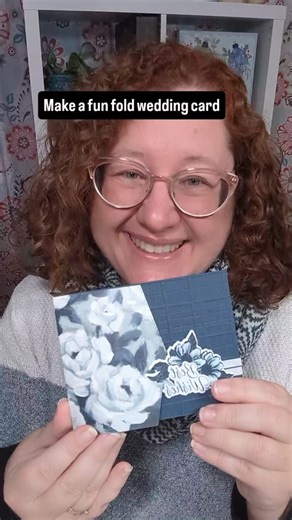 Heidi Collins, On Y Go! Stamping, Paper Crafts Teacher on Instagram: "Make a fun fold wedding card with the Gallery Blooms stamp set and Beautiful Gallery patterned paper from Stampin' Up! To get the decorative edge on the flap, slide one side of the Nested Essential die under the patterned paper so that it doesn't cut. Comment GALLERY for the full video tutorial #StampinUp #cardmakingvideo #funfoldcards"