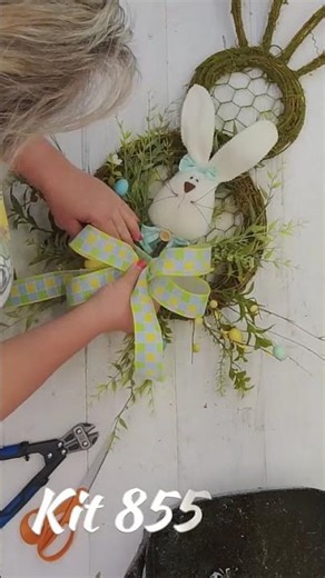 Bunny with Moss & Teal Easter Door Wreath Kit Tutorial | Spring DIY Decor