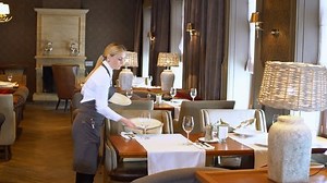 Waitress Serves Table Restaurant Stock Footage Video (100% Royalty-free) 29990461 | Shutterstock