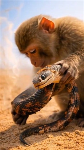 Cobra snake and her hungry babies. #shorts #monkey #cobra #snake #youtubeshorts