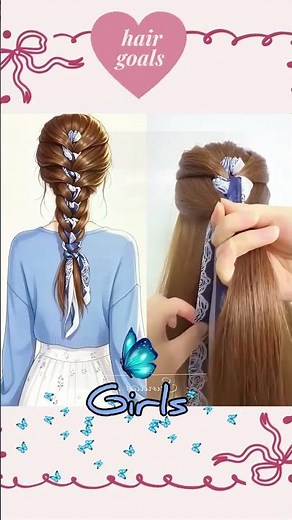 Ribbons tucked into braids, playful & cute 🌸 #viral