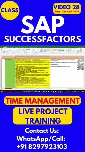 SAP SuccessFactors Time Management Training Online Class 28 2nd April 2026#sapsuccessfactorstraining
