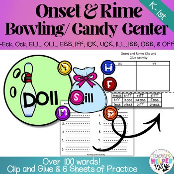 K–2nd Gr Phonics Onset & Rime Word Work | Bowling & Candy Google Slides Activity