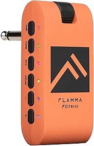 FLAMMA Bass Headphone Amp Portable Modeling Headphone Amplifier with 28 Drum Grooves 7 Amp Models Built-in Effects 5 Tone Color Support Bluetooth USB Audio Recording&Playback OTG Function Rechargeable