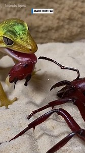 An unstoppable force meets an immovable object. The Golden-Scale Gecko faces the ultimate standoff against the relentless Velvet-Crimson Ant. #ArthropodTerritory #NatureStandOff #GiantAnt #DesertDramatics #ArachnidEncounter ⚙️ AI-generated nature dramatization — no real creatures involved. | Insects Apex