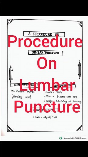 Procedure on Lumbar puncture|lumbar puncture|4 sem|@medicoaliwafa