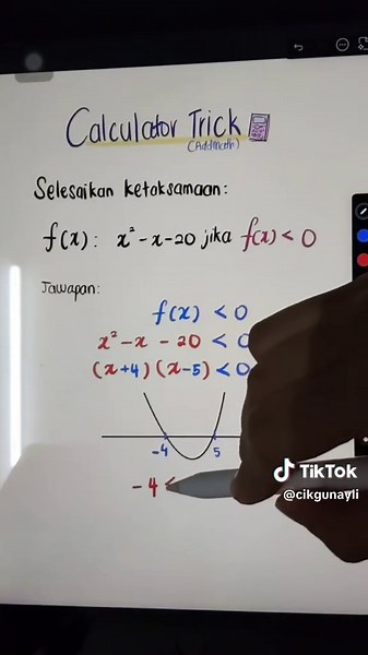 Calculator Trick AddMath: Bab 2: Fungsi Kuadratik (F4) Nak request calculator trick apa lagi? 👀 #matematik #cikgunayli #buatdulubarutahu #fyp #spm #casioclasswiz #addmaths #ketaksamaan #inequality