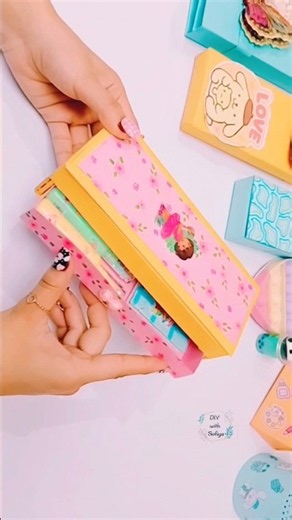 Double Storage Paper Pencil Box 🎀 | DIY Pencil Case