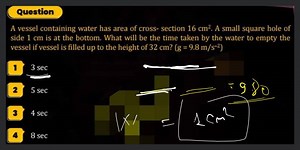 QuestionA vessel containing water has area of cross- section 1... | Filo