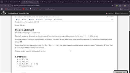 AtCoder Weekday Contest 0009 Beta