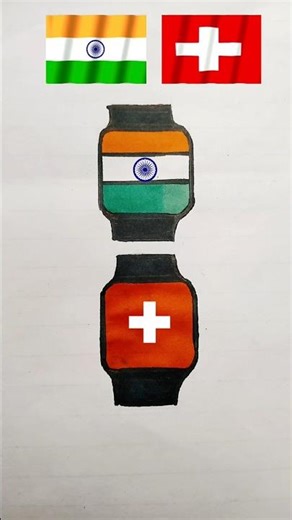 India 🇮🇳 Switzerland 🇨🇭 Watch Art | Creative Flag Drawing