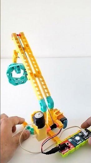 Sensor Controlled Lifting Crane Mechanism using WitBricks and WitBlox.