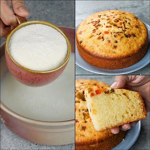 2.4M views · 2.8K reactions | Make Christmas Fruit Cake With Tea Cup | Without Measuring Cup & Oven | Sponge Suji Cake Recipe | N'Oven Foods | Facebook