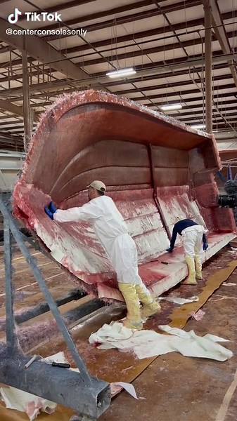 Boat Building: Laying Fiberglass at Tidewater Boats Factory