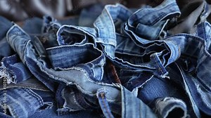 Upcycled denim pieces. Reclaimed jeans for sewing crafts Eco-friendly DIY