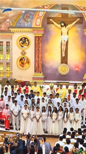 first Holy communion | prabhu ke mandir mein | Pravesh Nach song | st. vincent palloti church #jesus