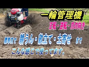 【一輪管理機】標準爪で耕うん・畝立て・土寄せまで。正転・逆転・爪の向き、私の使い方です。