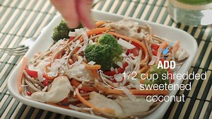 This quick stir-fry combines soba noodles, chicken breasts, broccoli florets, green curry paste and shredded coconut. For more healthy recipes, download the Mayo Clinic app. http://mayocl.in/2pWM4bm | Mayo Clinic