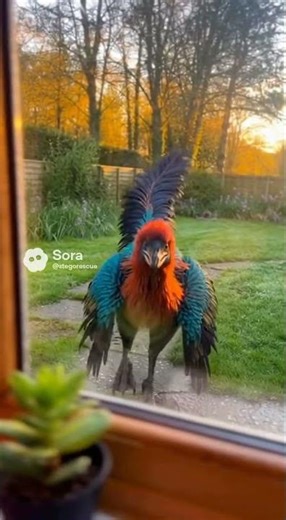 Feathered Pyroraptor Seen From a Window | Backyard Dinosaur Encounter #Pyroraptor