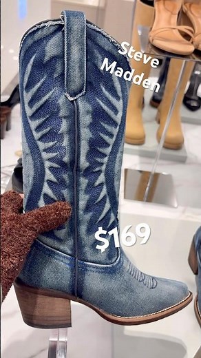 STEVE MADDEN ALBANY DENIM COWBOY COWGIRL WESTERN STYLE BOOTS #stevemadden #boots #cowboyboots