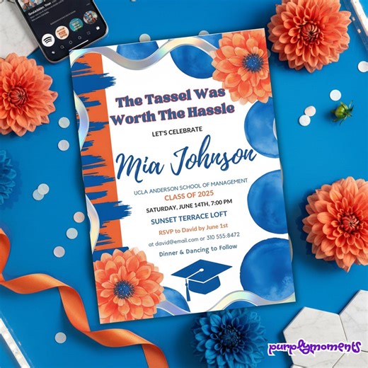 Tassel Was Worth the Hassle Invite, Funny Graduation Party, Modern Minimalist Class of 2026 Canva - Etsy