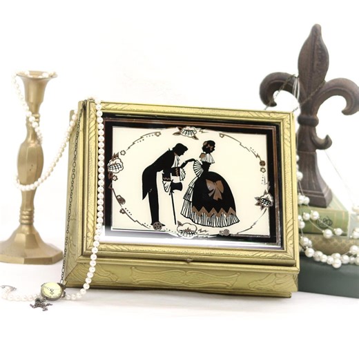 Victorian Jewelry Box With Mirror – 9x7 Vintage Keepsake Gold Trinket Box, Decorative Vanity Storage - Etsy