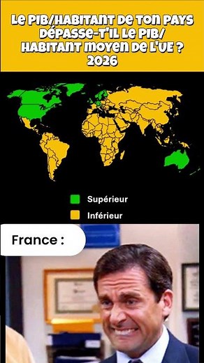 Supérieur ou inférieur au PIB habitant moyen de l'union Européenne #géographie #pays
