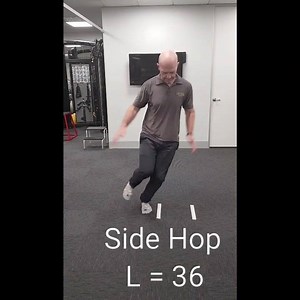 Single leg hop tests are an important assessment in determining a patient's readiness to return to sport following a lower limb injury such as ACL reconstruction and ankle sprain. However tests like the single and triple hop for distance don't assess the functional endurance of the lower limb, which is why I love the SIDE HOP test. Moral of the story; Hop as many times as you can for 30sec over 2 lines spaced 40cm apart. Landing on the line or inside the lines don't count. Aim is to be within 90