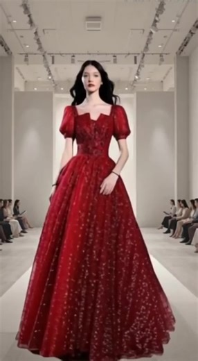Korean Puff Sleeve Prom Gown: A Stunning Red & Blue Dress