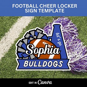 Cheerleader Locker Sign Template for Football Game Pep Rally Sign for Football Cheerleader Sign Editable Football Cheer Hotel Door Sign - Etsy