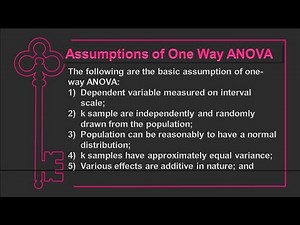 I One Way ANOVA I Assumptions I Steps I