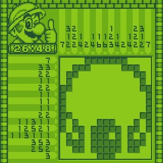 Mario's Picross - (GB) - Kinoko Course - Puzzle 3B #gameboy #nintendo #picross
