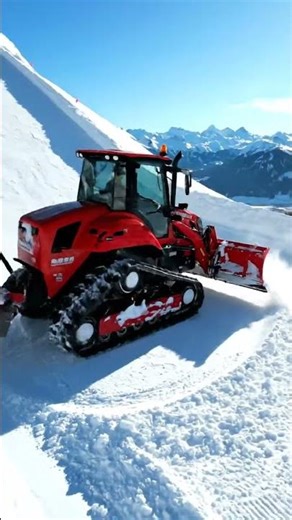 A snow tractor leveling ski jump ramps.