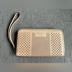 Coach Bleecker Perforated Leather wristlet Like new
