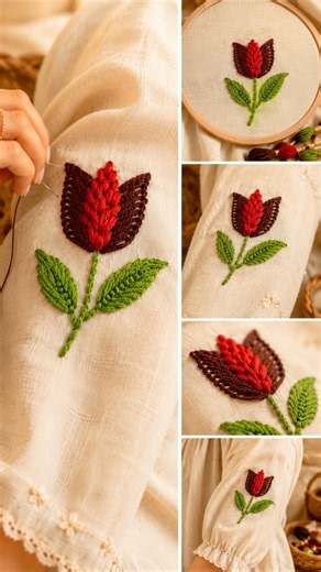 Easy Tulip Embroidery 🌷
