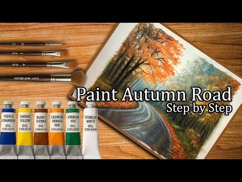 Paint an Autumn Road | Easy Oil Painting Tutorial for Beginners🍂🛣️