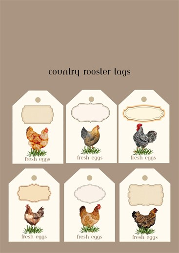 Country Rooster Fresh Egg Carton Tags | Farm Packaging (digital Download) - Etsy