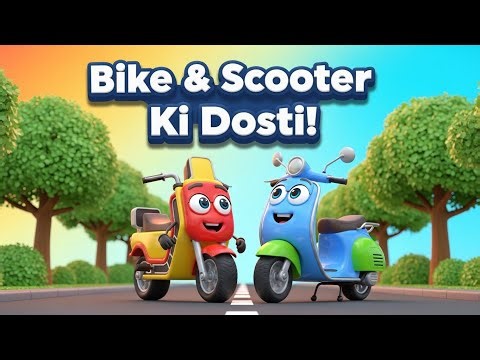 Bike Aur Scooter Ki Dosti | Kids Song | Funny Cartoon Story | Bike vs Scooter Kids Poem”